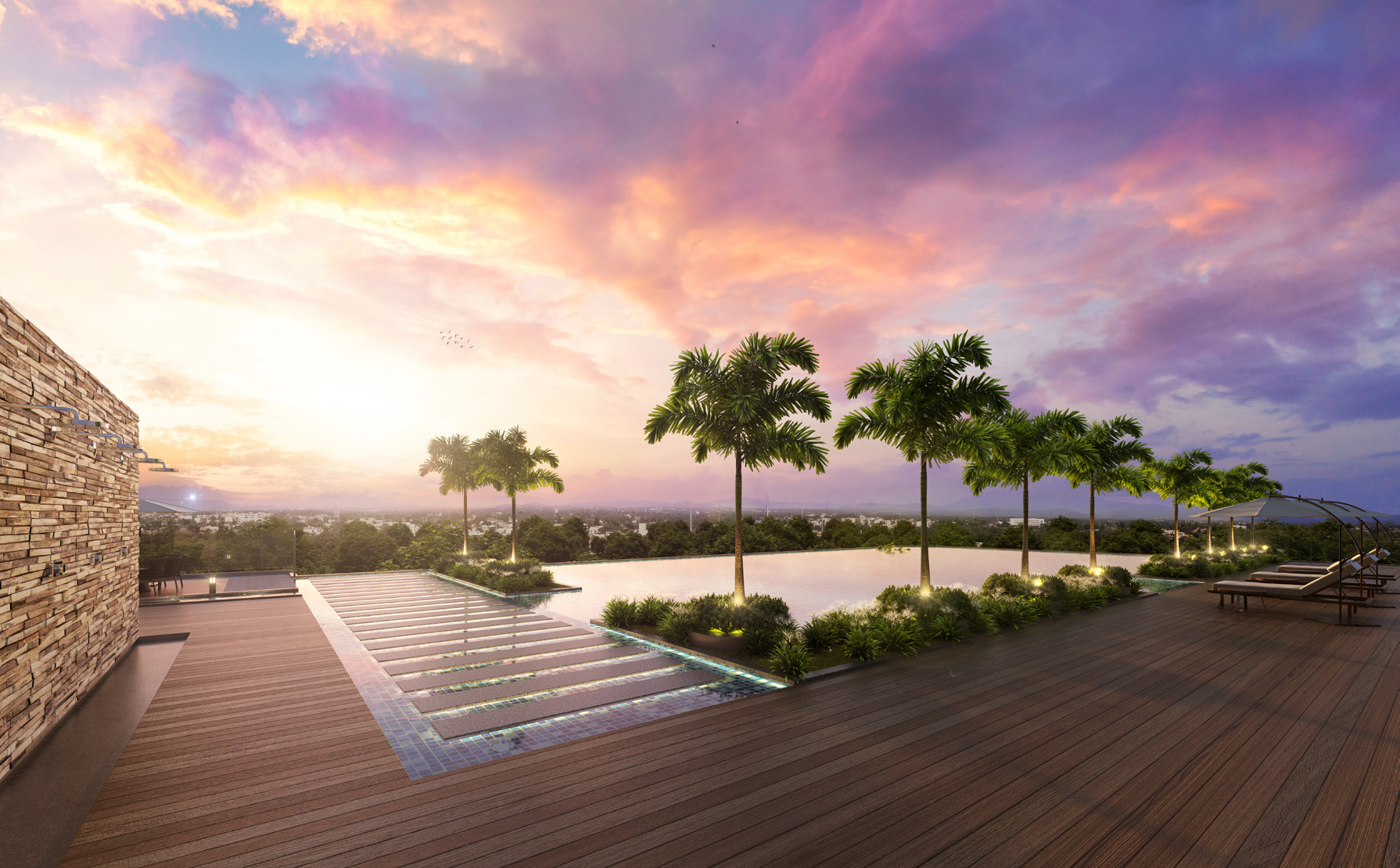 Rooftop pool facility render