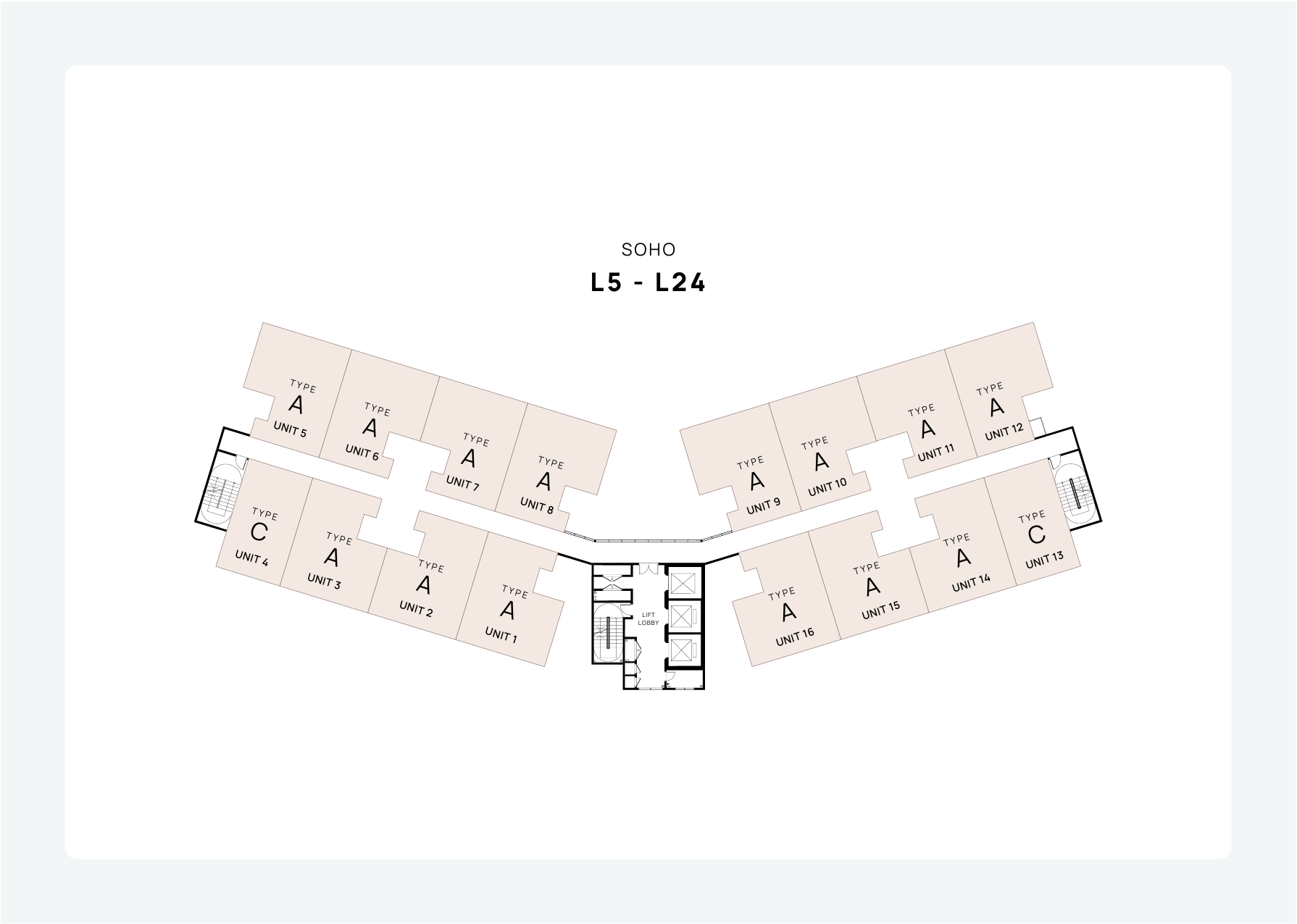 SOHO Level 5 to 24 Floor Plan