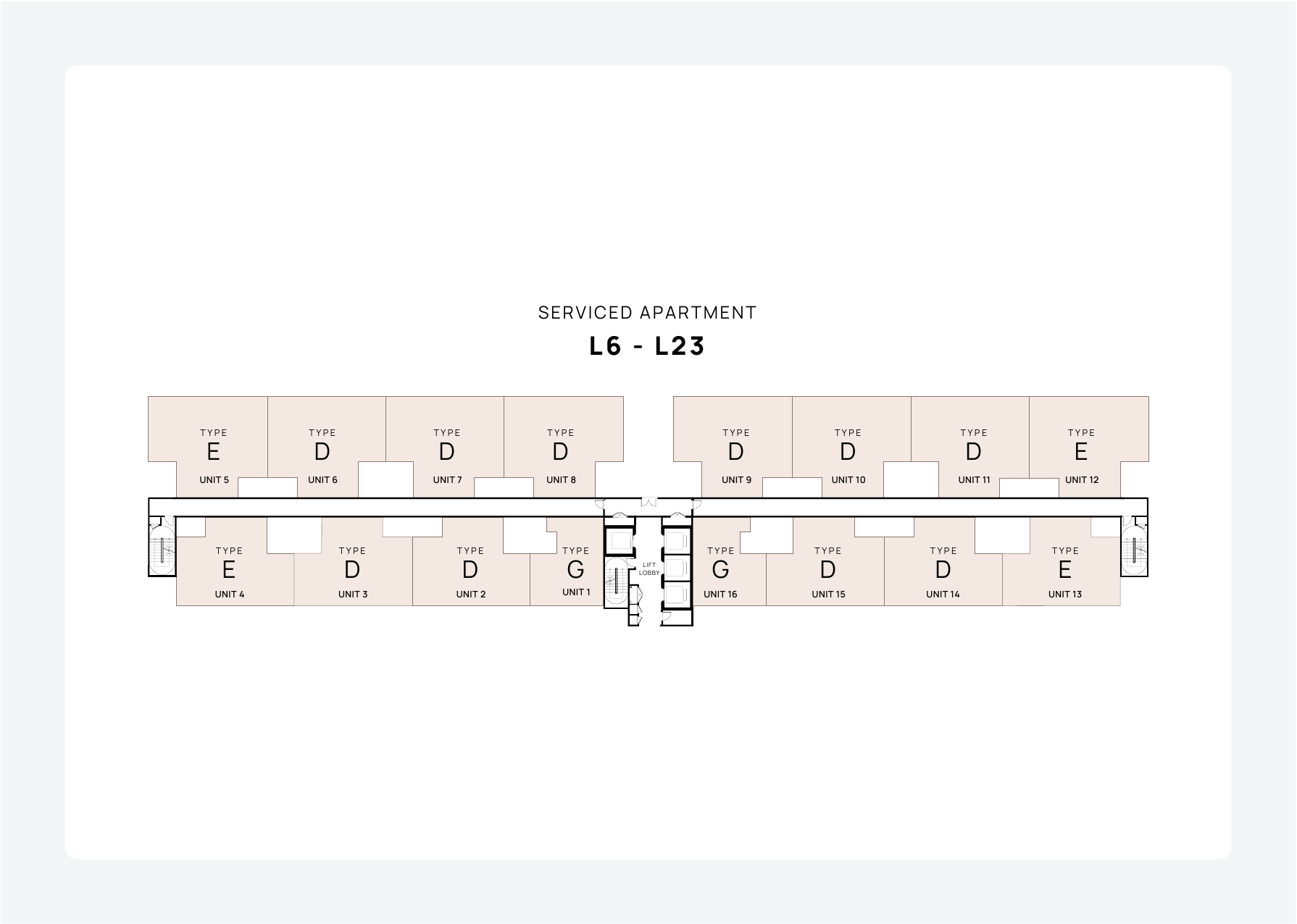 Serviced Apartment Level 6 to 23 Floor Plan
