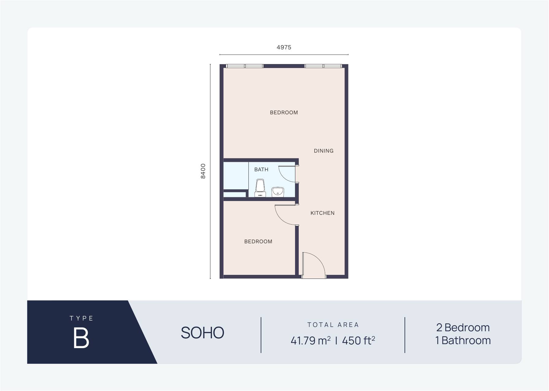 Type A1 SOHO Floor Plan — 550 sqft